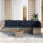 vidaXL Ensemble de canapé de jardin avec coussin 7 Pièces Gris polyrotin