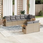 vidaXL Salon de jardin avec coussins 8 Pièces beige résine tressée