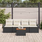 vidaXL Ensemble de canapé de jardin 5 Pièces Noir Poly rotin