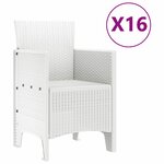 vidaXL Ensemble de salle à manger pour jardin 17 Pièces Blanc Rattan Polt