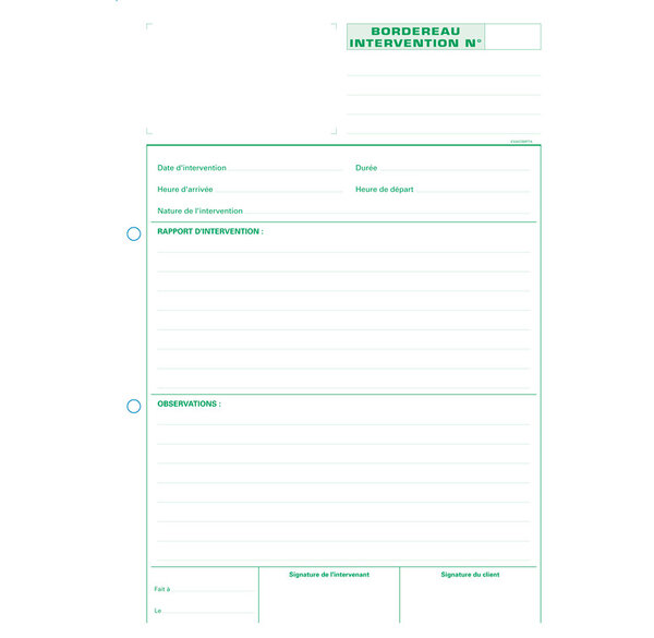 Manifolds Rapports d'intervention 29 7x21cm - 50 feuillets autocopiants - Blanc EXACOMPTA