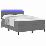 vidaXL Lit à ressort LED Gris clair et blanc 140 x 190 cm