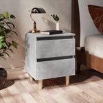 vidaXL Tables de chevet pieds en pin 2 Pièces gris béton 40x35x50 cm