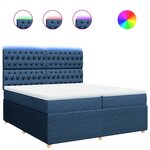 vidaXL Sommier à lattes de lit avec matelas Bleu 200x200 cm Tissu