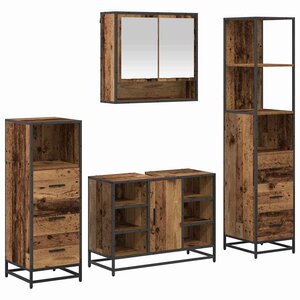 vidaXL Ensemble de mobilier de salle de bain 4 Pièces Bois Ancien