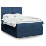 vidaXL Sommier à lattes de lit avec matelas Bleu 140x190 cm Tissu