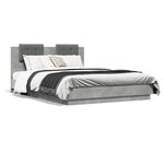 vidaXL Cadre de lit avec LED sans matelas gris béton 140x200 cm