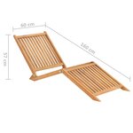 vidaXL Chaise longue bois de teck solide