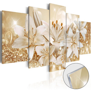 Tableau sur verre acrylique - golden bouquet [glass] l x h en cm 100x50