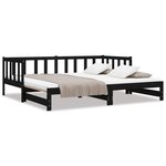 vidaXL Lit coulissant sans matelas noir 2x(90x190) cm