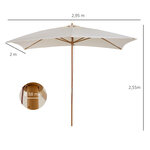 Parasol droit rectangulaire bois polyester haute densité 2 95L x 2l x 2 55H m crème