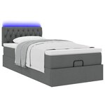 vidaXL Lit ottoman avec matelas et LED gris foncé 90x200 cm tissu
