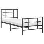 vidaXL Cadre de lit métal sans matelas avec pied de lit noir 90x190 cm