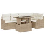 vidaXL Ensemble de canapé de jardin 6 Pièces Beige Poly Rattan