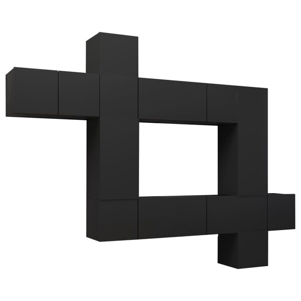 vidaXL Ensemble de meubles TV 10 Pièces Noir Bois d'ingénierie