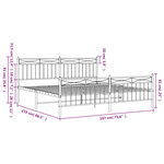 vidaXL Cadre de lit métal avec tête de lit/pied de lit blanc 183x213cm
