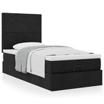 vidaXL Cadre de lit ottoman avec matelas noir 90x190 cm tissu