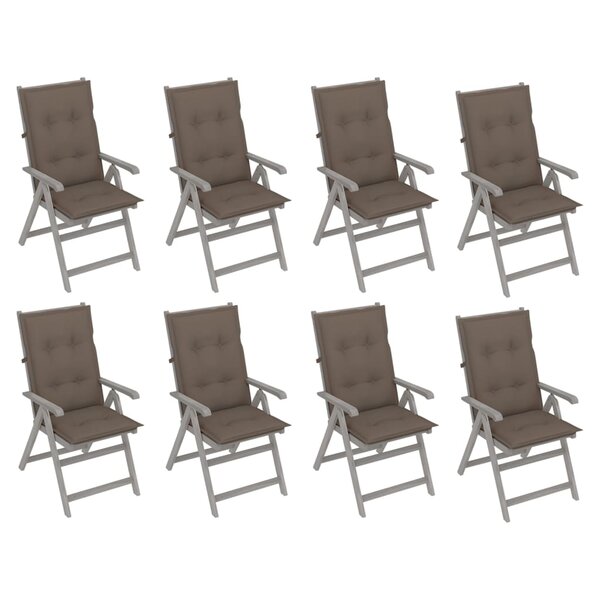 vidaXL Chaises inclinables de jardin avec coussins 8 Pièces Gris Acacia