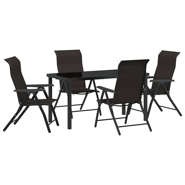 vidaXL Ensemble de salle à manger pour jardin 5 Pièces Noir café