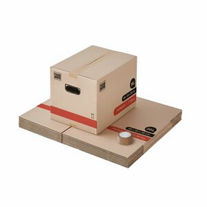 Pack and Move - Lot 10 Cartons Déménagement Livres Premium - 40 x 30 x 30 Cm - Extrême Résistance 30 KG - Poignées Renforcées - 1 Adhésif Offert