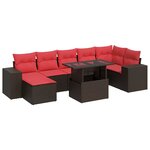 vidaXL Salon de jardin 8Pièces avec coussins marron résine tressée acacia