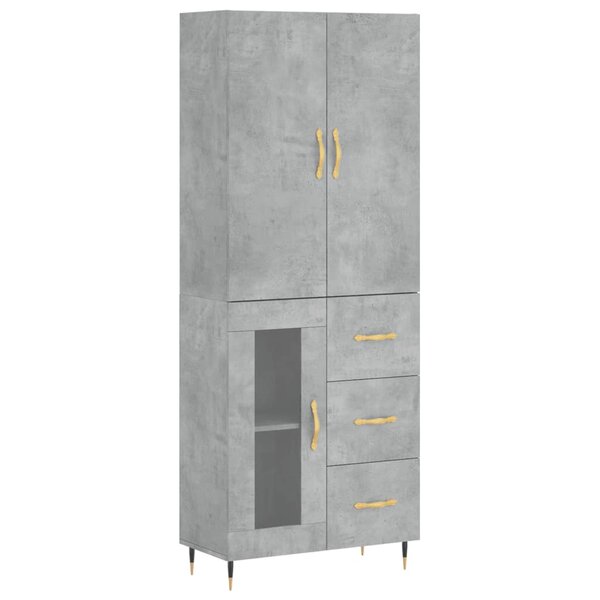 vidaXL Buffet haut Gris béton 69 5x34x180 cm Bois d'ingénierie
