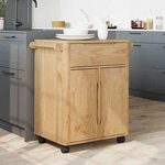 vidaXL Chariot de cuisine FLORO Cire marron 72 5 x 45 x 80 cm