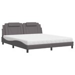 vidaXL Lit avec matelas gris 180x200 cm similicuir