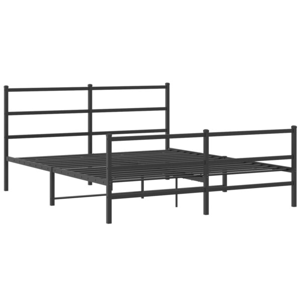 vidaXL Cadre de lit métal avec tête de lit/pied de lit noir 150x200 cm