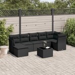 vidaXL Salon de jardin 8 Pièces avec coussins noir résine tressée