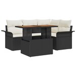 vidaXL Canapé de Jardin 5 pièces avec coussins en rattan poly noir