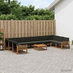 vidaXL Ensemble de canapés d'extérieur 11 Pièces Naturel et noir
