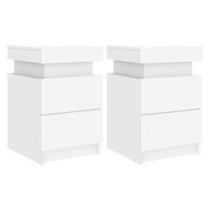 vidaXL Tables de chevet avec lumières LED 2 Pièces blanc 35x39x55 cm