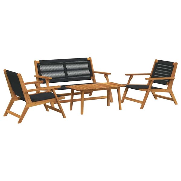 vidaXL Chaises de jardin avec table 4 Pièces Noir 90 x 45 x 40 cm