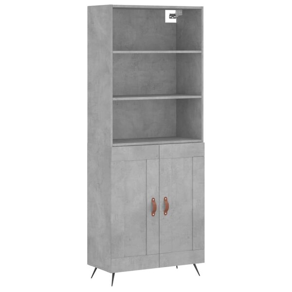 vidaXL Buffet haut Gris béton 69 5x34x180 cm Bois d'ingénierie