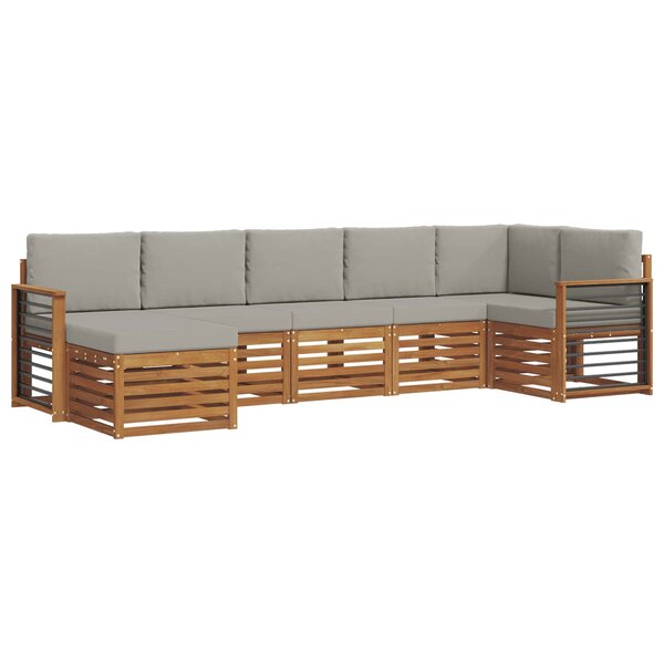 vidaXL Ensemble de canapés d'extérieur 7 pc Gris Naturel et Clair