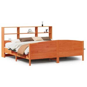 vidaXL Lit bibliothèque sans matelas cire marron 200x200 cm pin massif