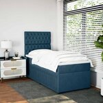 vidaXL Sommier à lattes de lit avec matelas Bleu foncé 90x190 cm