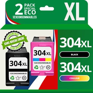 304XL - Pack 2 cartouches HP 304 XL compatibles HP DeskJet 2630 2620 - sans niveau