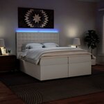 vidaXL Sommier à lattes de lit avec matelas Blanc 200x200cm Similicuir