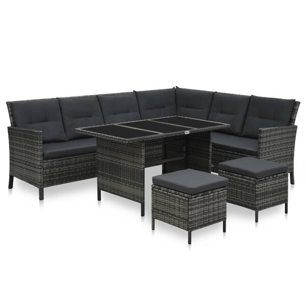 Salon de jardin meuble d'extérieur ensemble de mobilier 4 pièces avec coussins résine tressée gris 02_0016184