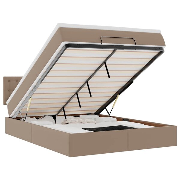 vidaXL Lit ottoman avec matelas & LED Cappuccino 140x200cm similicuir