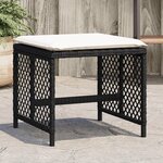 vidaXL Tabourets de jardin et coussins lot de 4 noir 41x41x36 cm rotin