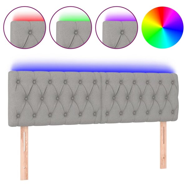 vidaXL Tête de lit à LED Gris clair 160x7x78/88 cm Tissu