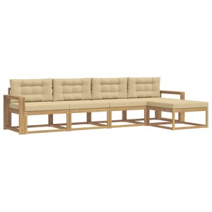 vidaXL Ensemble de canapés d'extérieur 4 Pièces Blanc et Beige Polyester