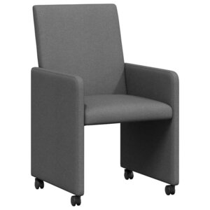 vidaXL Chaises de Salle à Manger avec Roues 2 pc tissu Gris foncé