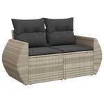 vidaXL Salon de jardin 8 Pièces avec coussins gris clair résine tressée