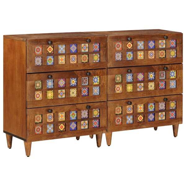 vidaXL Buffet 2 Pièces Noyer 60 x 33 x 75 cm Bois de mangue massif