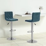 Vidaxl tabourets de bar 2 pcs bleu velours