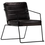 vidaXL Fauteuil Noir Cuir véritable